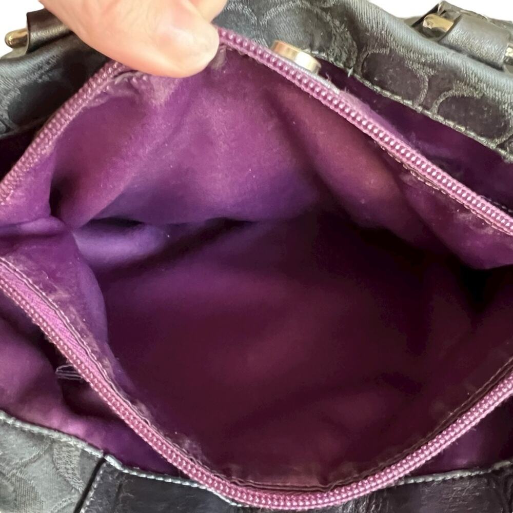 Coach Ashley Signature Metallic Charcoal Satchel Two-Way - Picture 11 of 12